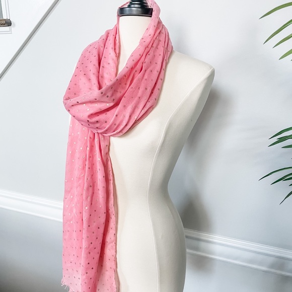 Pink and Gold Polka Dot Scarf - Picture 2 of 5